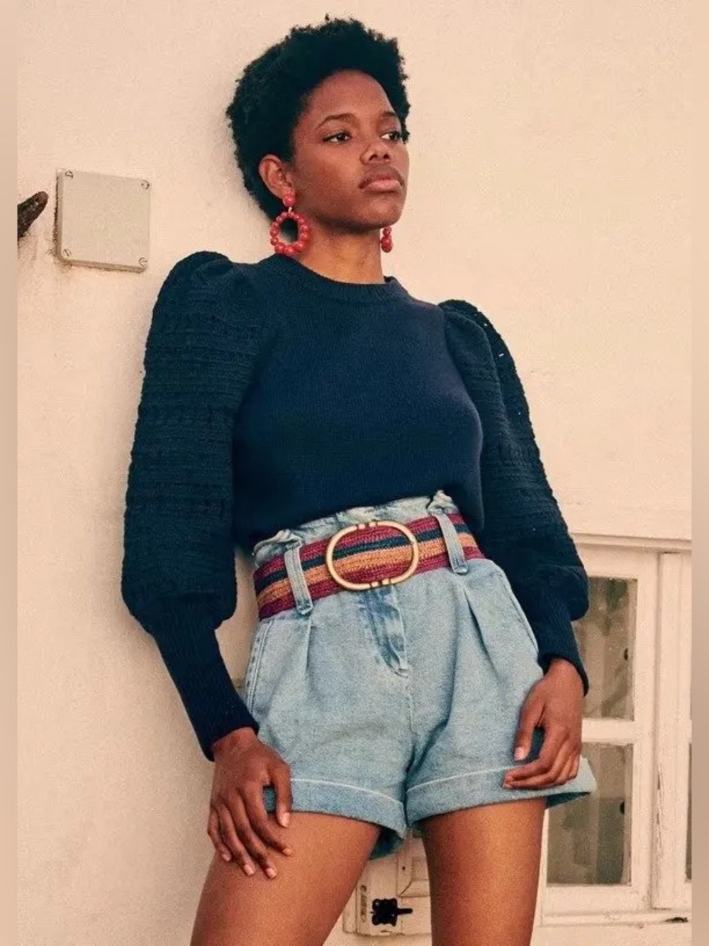 Sezane Orion Navy Wool-Knit Jumper - Picture 2 of 12